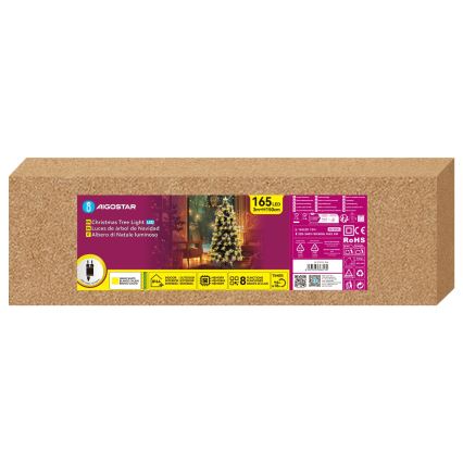 Aigostar - LED Venkovní vánoční stromek 165xLED/8 funkcí 1,5 m IP44 teplá bílá