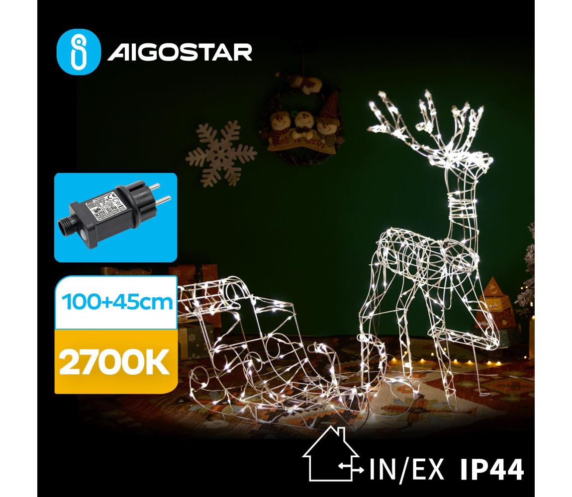 Aigostar B.V. Aigostar-LED Venkovní dekorace LED/3,6W/31/230V 2700K 90/45cm IP44 sob se sáněmi AI0557