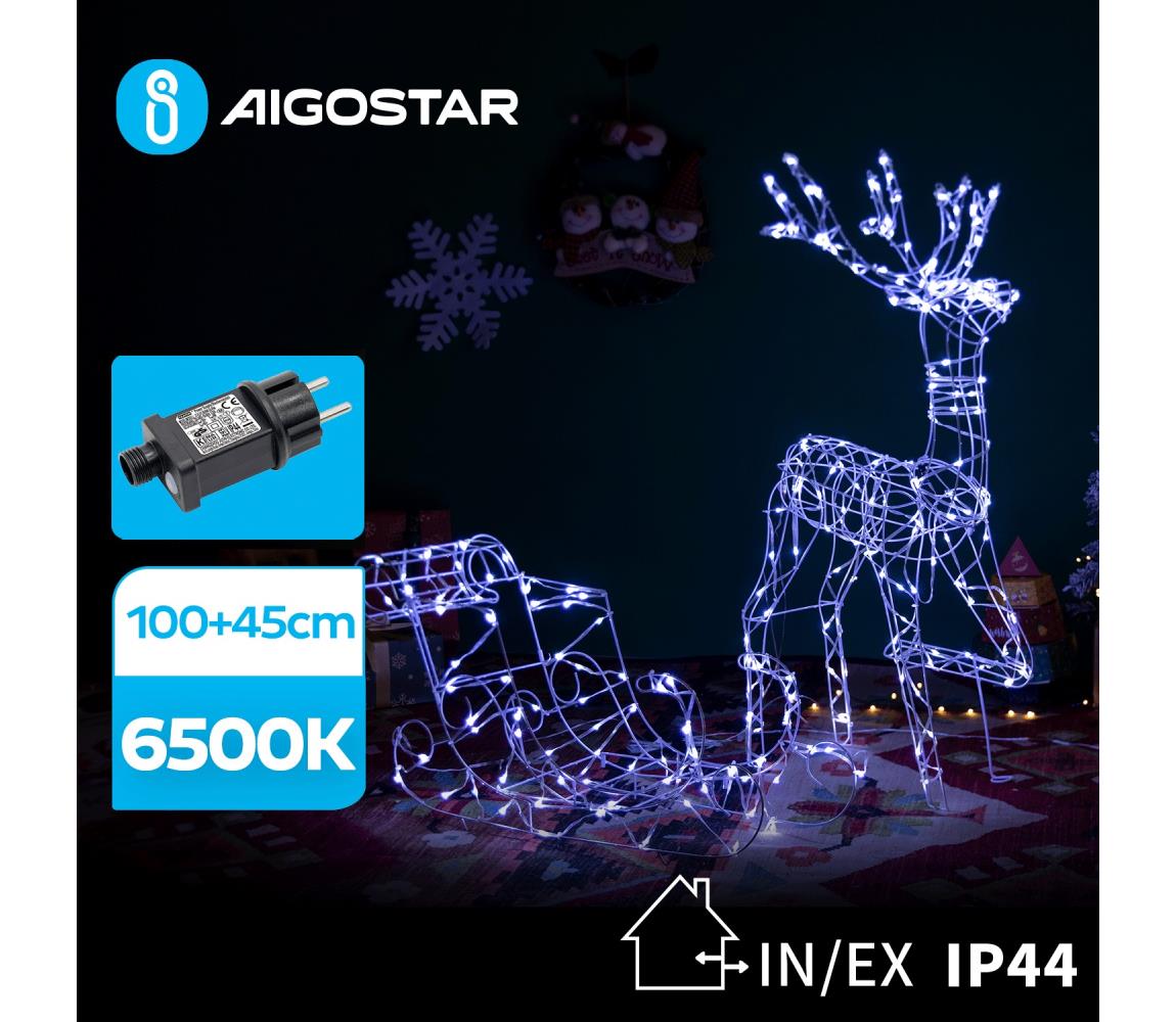 Aigostar B.V. Aigostar-LED Venkovní dekorace LED/3,6W/31/230V 6500K 90/45cm IP44 sob se sáněmi AI0558