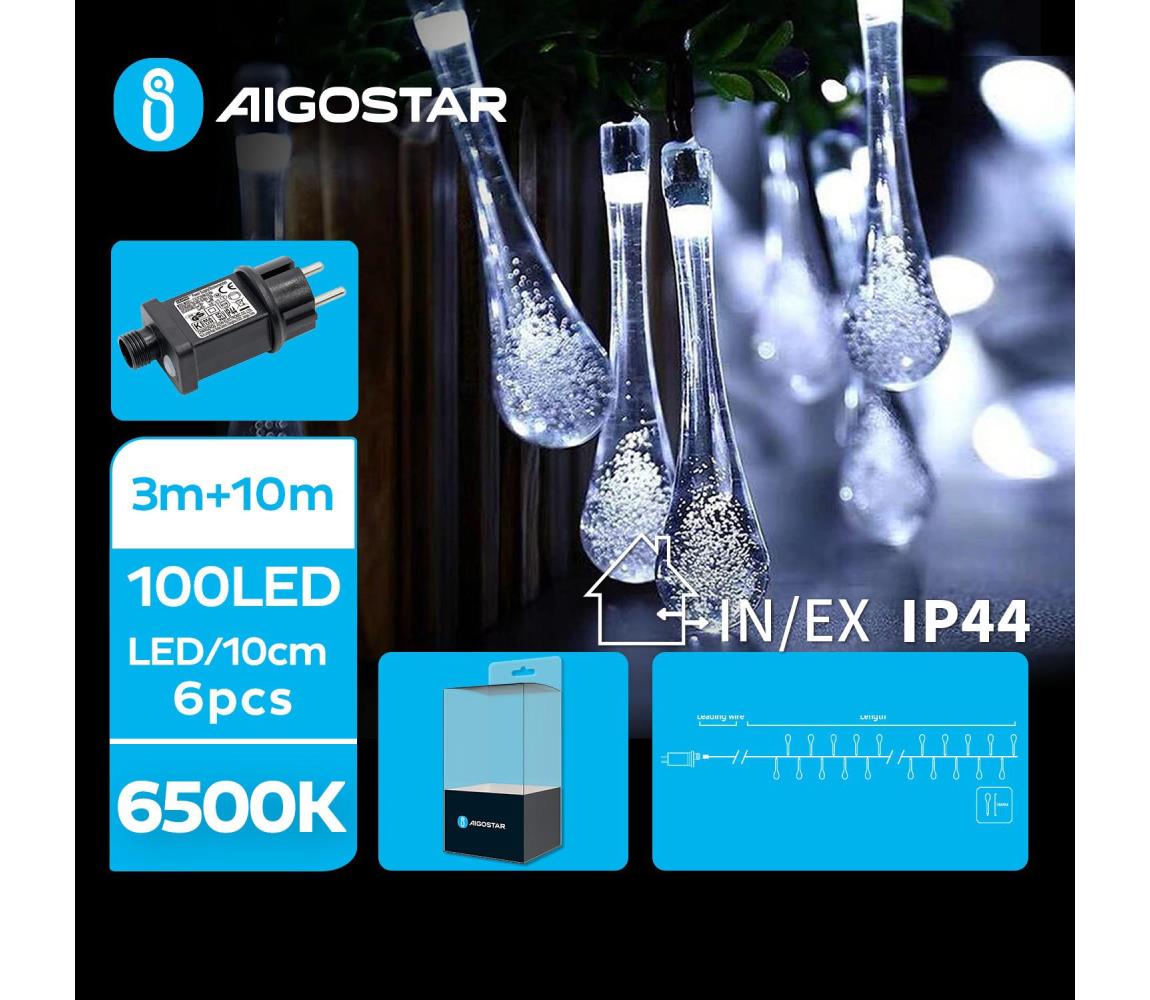 Aigostar B.V. Aigostar - LED Venkovní dekorační řetěz 100xLED/8 funkcí 13m IP44 studená bílá AI0474