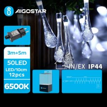 Aigostar - LED Venkovní dekorační řetěz 50xLED/8 funkcí 8m IP44 studená bílá