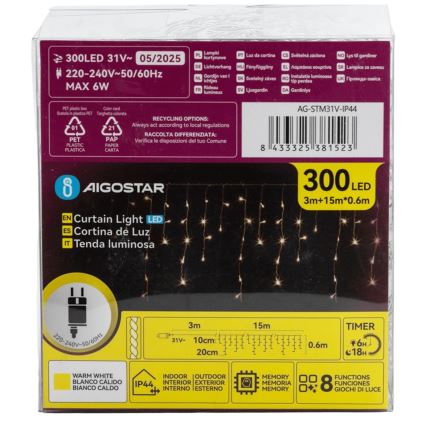 Aigostar - LED Venkovní dekorační řetěz 75xLED/6W/230V 15x0,6m IP44 teplá bílá