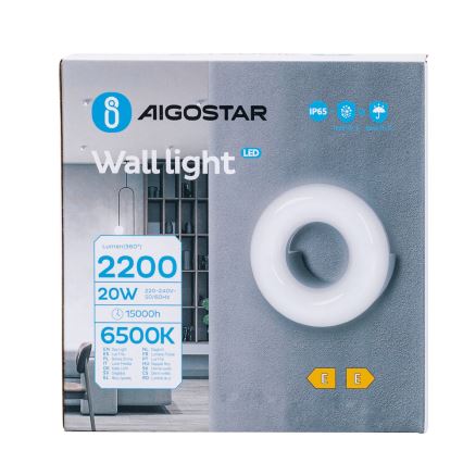 Aigostar - LED Venkovní nástěnné svítidlo LED/20W/230V 6500K IP65 černá