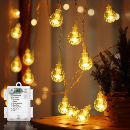 Aigostar - LED Venkovní vánoční řetěz 100xLED/3xAA/8 funkcí 10,3 m IP44 teplá bílá