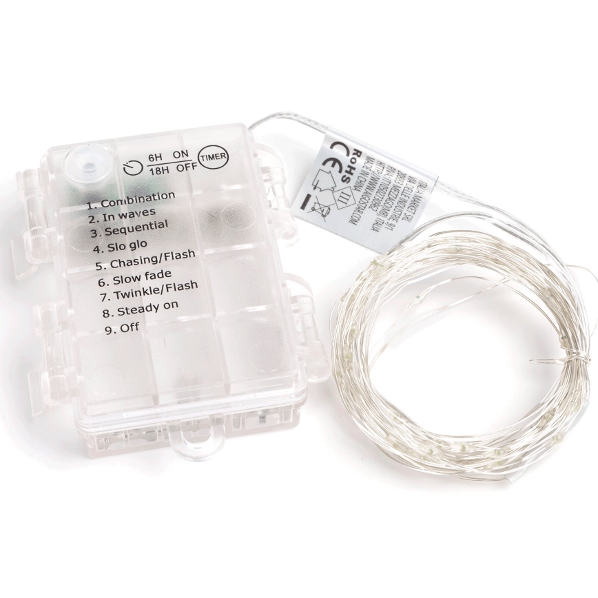 Aigostar - LED Venkovní  řetěz 150xLED/8 funkcí/3xAA 15,3m IP44 studená bílá