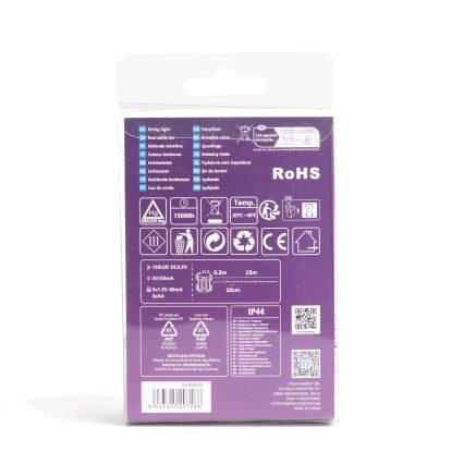 Aigostar - LED Venkovní  řetěz 150xLED/8 funkcí/3xAA 15,3m IP44 studená bílá