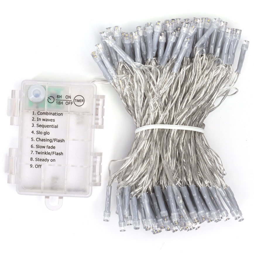 Aigostar -LED Venkovní  řetěz 150xLED/8 funkcí 3xAA 15,3m IP44 teplá bílá