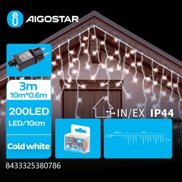 Aigostar - LED Venkovní  řetěz 200xLED/8 funkcí 13x0,6m IP44 studená bílá