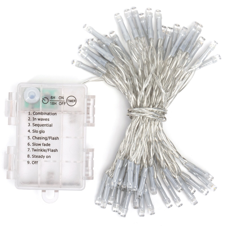 Aigostar - LED Venkovní  řetěz 50xLED/8 funkcí 3xAA 5,3m IP44 multicolor