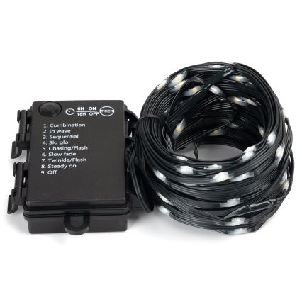 Aigostar - LED Venkovní  řetěz 50xLED/8 funkcí 3xAA 5,3m IP44 teplá bílá