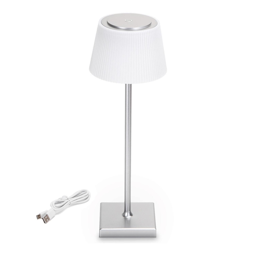 Aigostar - LED Venkovní stmívatelná nabíjecí stolní lampa LED/4W/5V 3600mAh bílá/matný chrom IP54