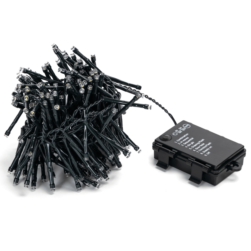 Aigostar - LED Venkovní vánoční řetěz 200xLED/8 funkcí 3xAA 5,3 m IP44 studená bílá