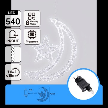 Aigostar - LED Venkovní vánoční dekorace 540xLED/6W/230V 43 cm IP44 studená bílá měsíček
