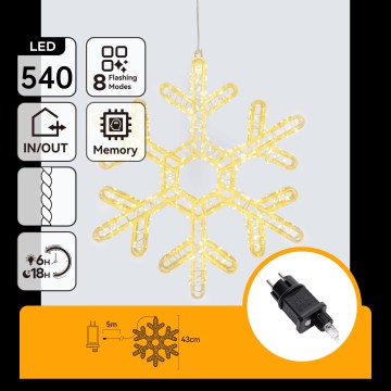 Aigostar - LED Venkovní vánoční dekorace 540xLED/6W/230V 43 cm IP44 teplá bílá vločka