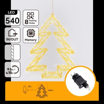 Aigostar - LED Venkovní vánoční dekorace 540xLED/6W/230V IP44 teplá bílá 45cm stromek