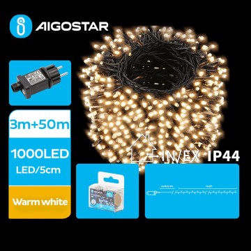 Aigostar - LED Venkovní vánoční řetěz 1000xLED/8 funkcí 53m IP44 teplá bílá