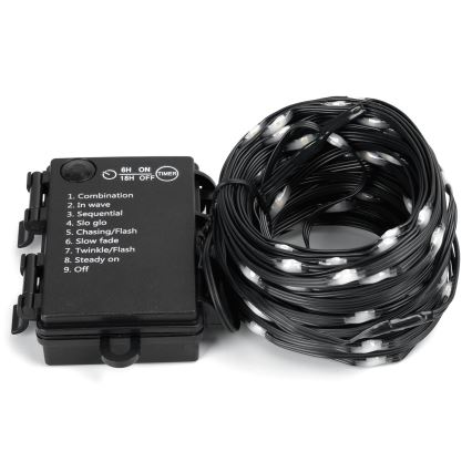 Aigostar - LED Venkovní vánoční řetěz 100xLED/8 funkcí/3xAA 10,3m IP44 studená bílá