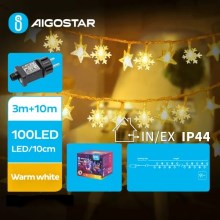 Aigostar - LED Venkovní vánoční řetěz 100xLED/8 funkcí 13m IP44 teplá bílá