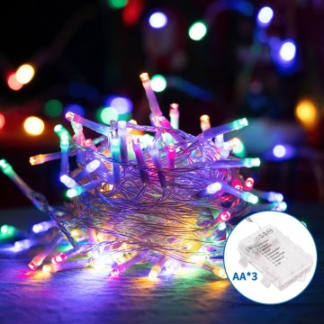 Aigostar -LED Venkovní vánoční řetěz 100xLED/8 funkcí 3xAA 10,3m IP44 multicolor