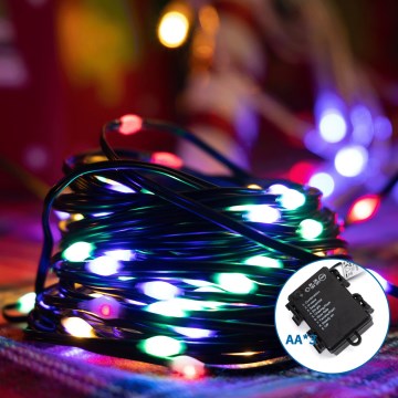Aigostar-LED Venkovní vánoční řetěz 100xLED/8 funkcí 3xAA 10,3m IP44 multicolor