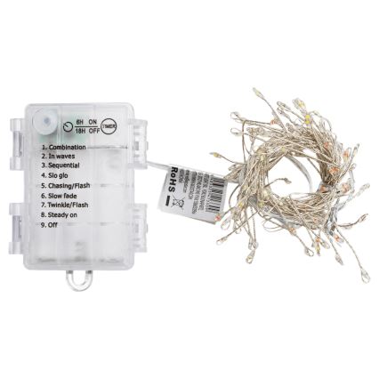Aigostar - LED Venkovní vánoční řetěz 100xLED/8 funkcí 3xAA 3,3m IP44 multicolor
