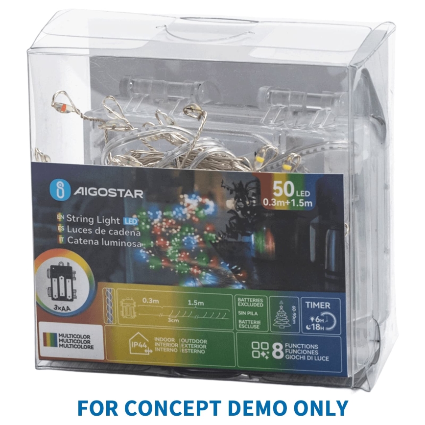 Aigostar - LED Venkovní vánoční řetěz 100xLED/8 funkcí 3xAA 3,3m IP44 teplá bílá