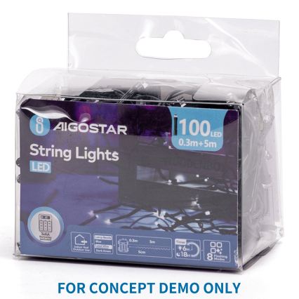 Aigostar - LED Venkovní vánoční řetěz 100xLED/8 funkcí 3xAA 5,3m IP44 růžová