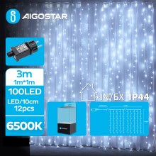 Aigostar - LED Venkovní vánoční řetěz 100xLED/8 funkcí 4x1m IP44 studená bílá