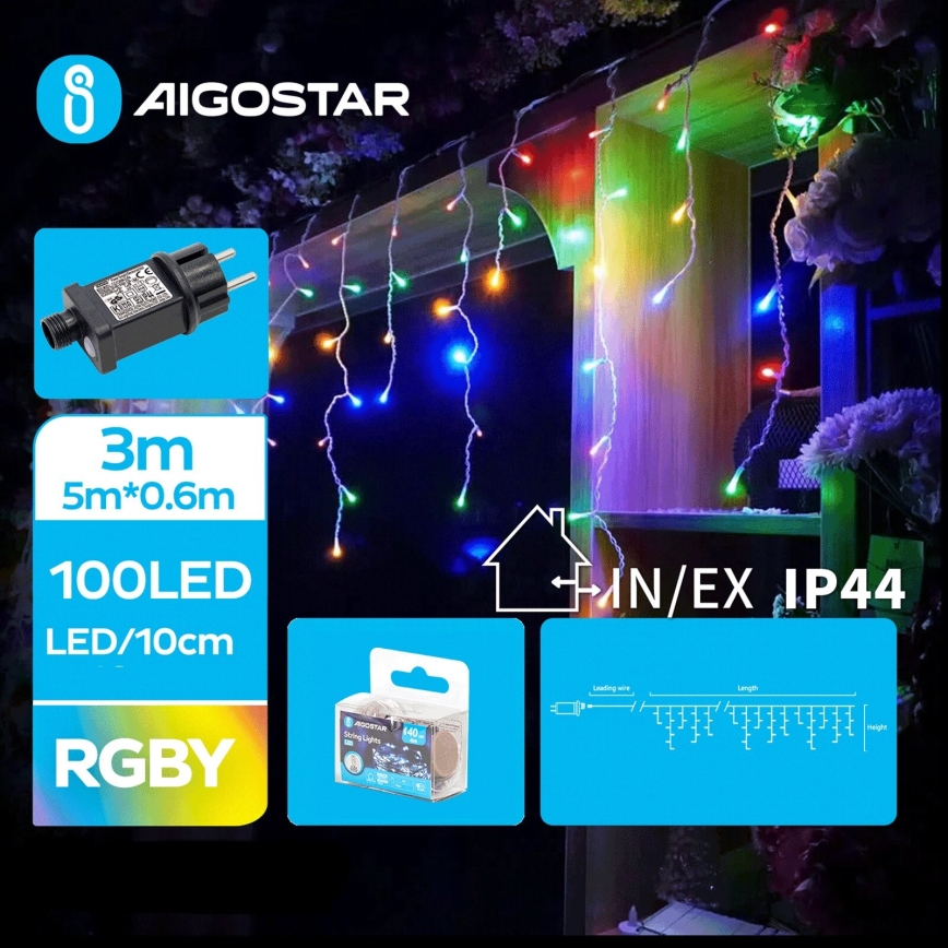 Aigostar - LED Venkovní vánoční řetěz 100xLED/8 funkcí 8x0,6m IP44 multicolor