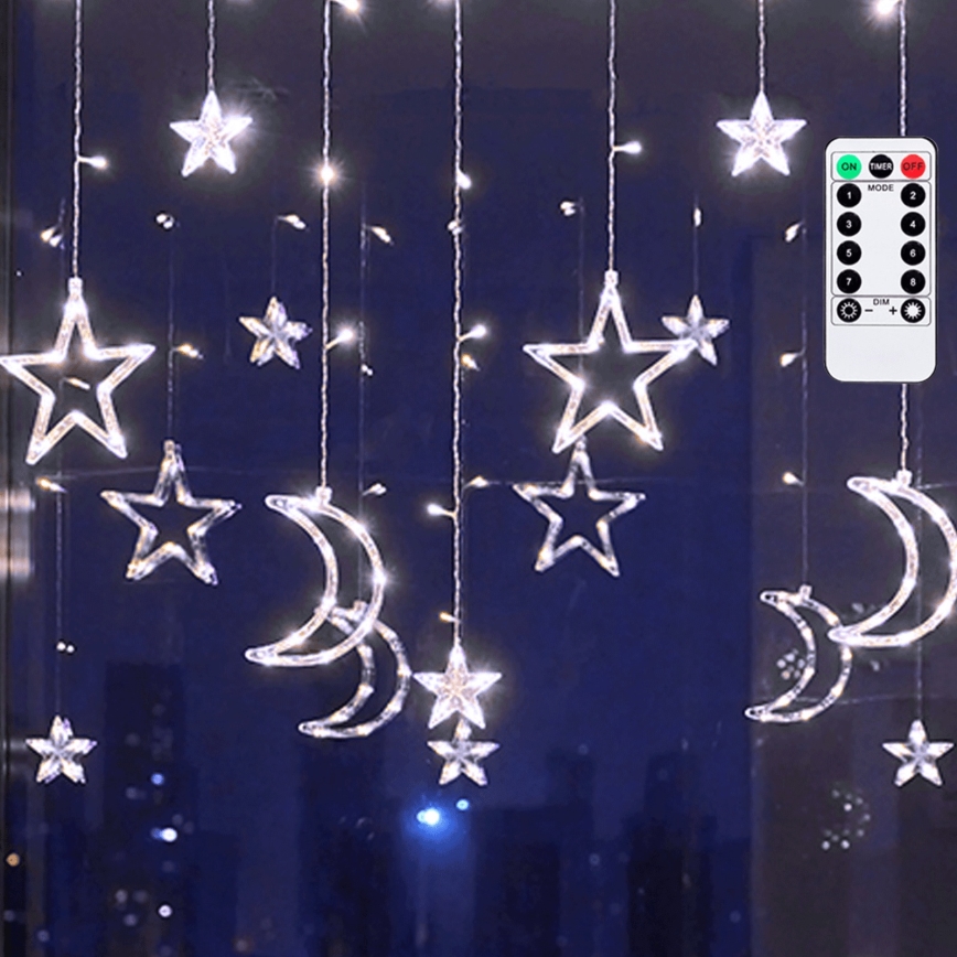 Aigostar - LED Venkovní vánoční řetěz 120xLED/6W/230V/8 funkcí 3x0,6m IP44 studena bílá + dálkové ovládání