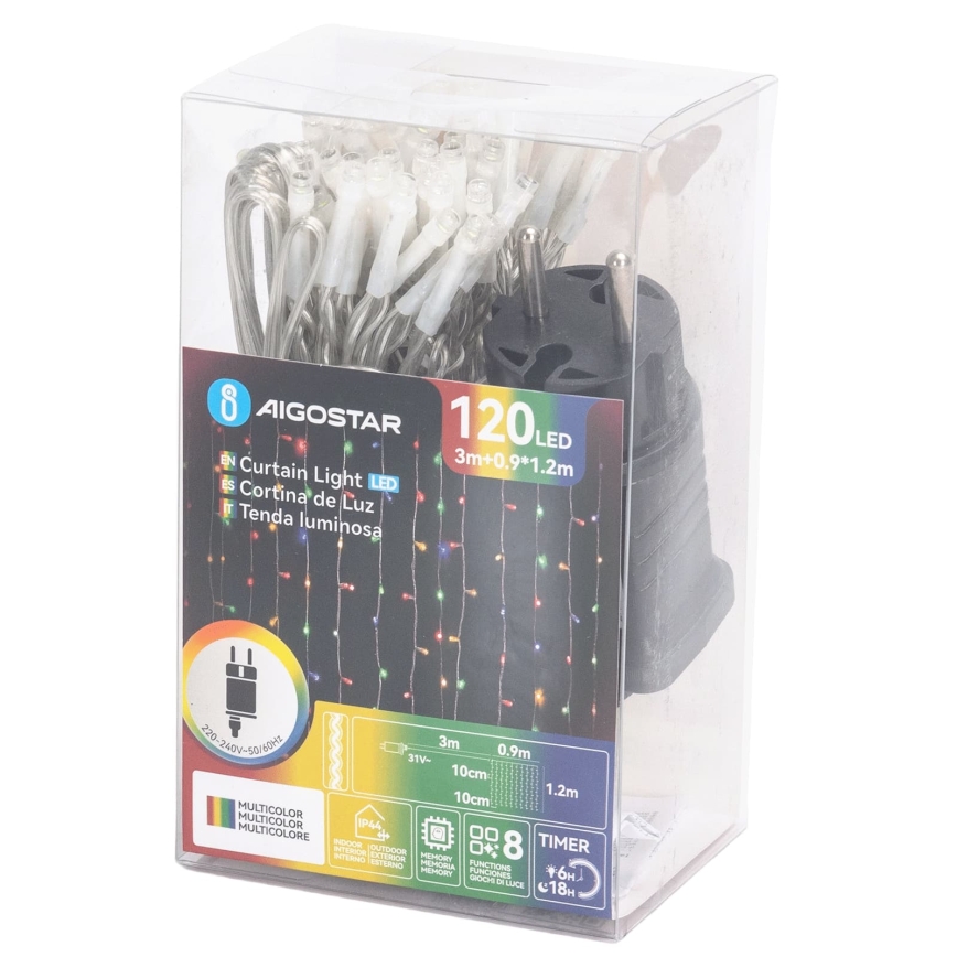 Aigostar - LED Venkovní vánoční řetěz 120xLED/8 funkcí 3,9x1,2m IP44 multicolor