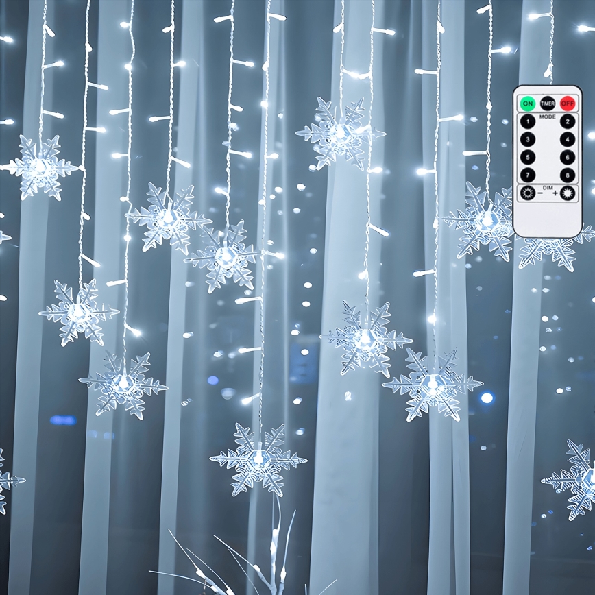 Aigostar - LED Venkovní vánoční řetěz 120xLED/8 funkcí 3x0,7m IP44 studená bílá + dálkové ovládání