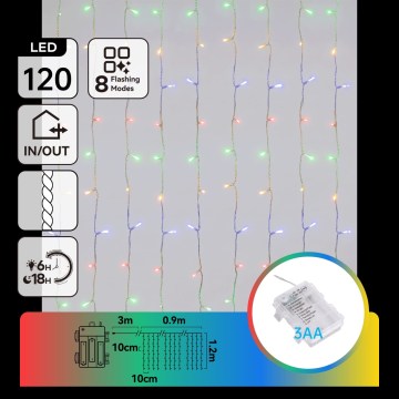 Aigostar - LED Venkovní vánoční řetěz 120xLED/8 funkcí 3xAA 3,9x1,2m IP44 multicolor