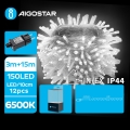 Aigostar - LED Venkovní vánoční řetěz 150xLED/8 funkcí 18m IP44 studená bílá