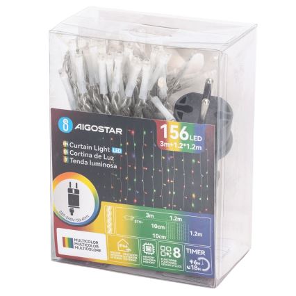 Aigostar - LED Venkovní vánoční řetěz 156xLED/8 funkcí 4,2x1,2m IP44 multicolor
