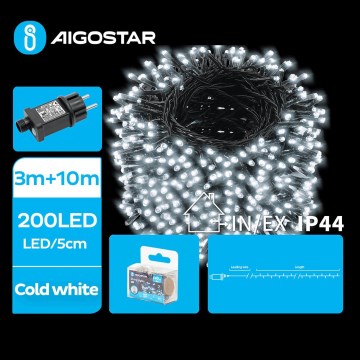 Aigostar - LED Venkovní vánoční řetěz 200xLED/8 funkcí 13m IP44 studená bílá