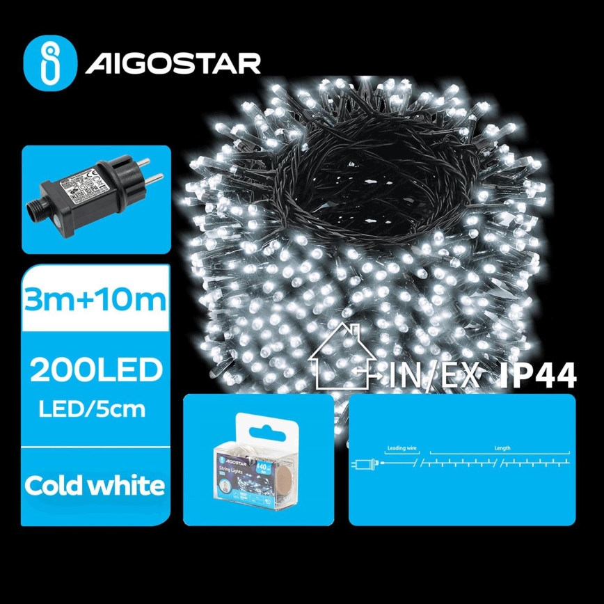 Aigostar - LED Venkovní vánoční řetěz 200xLED/8 funkcí 13m IP44 studená bílá