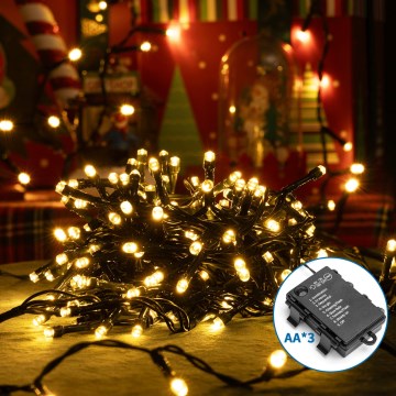 Aigostar - LED Venkovní vánoční řetěz 200xLED/8 funkcí 3xAA 10,3m IP44 teplá bílá
