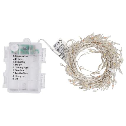Aigostar - LED Venkovní vánoční řetěz 200xLED/8 funkcí 3xAA 6,3m IP44 multicolor