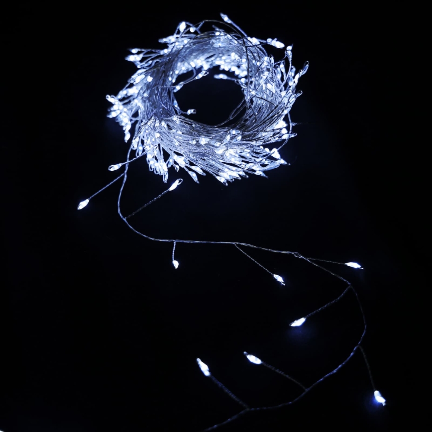 Aigostar - LED Venkovní vánoční řetěz 200xLED/8 funkcí 3xAA 6,3m IP44 studená bílá