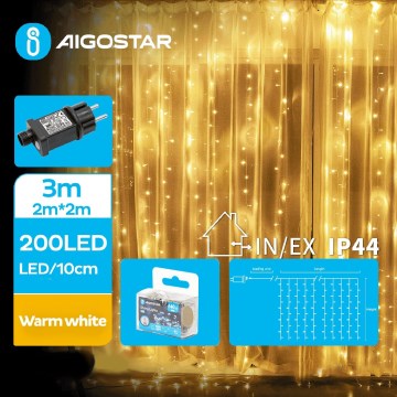 Aigostar - LED Venkovní vánoční řetěz 200xLED/8 funkcí 5x2m IP44 teplá bílá