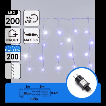 Aigostar - LED Venkovní vánoční řetěz 200xLED 8x0,4m IP44 modrá