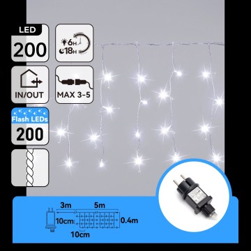 Aigostar - LED Venkovní vánoční řetěz 200xLED 8x0,4m IP44 studená bílá
