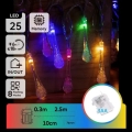 Aigostar - LED Venkovní vánoční řetěz 25xLED/8 funkcí 3xAA 2,5m IP44 multicolor kapky