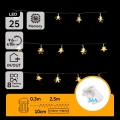 Aigostar - LED Venkovní vánoční řetěz 25xLED/8 funkcí 3xAA 2,5m IP44 teplá bílá hvězdy