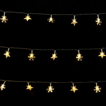 Aigostar - LED Venkovní vánoční řetěz 25xLED/8 funkcí 3xAA 2,5m IP44 teplá bílá hvězdy