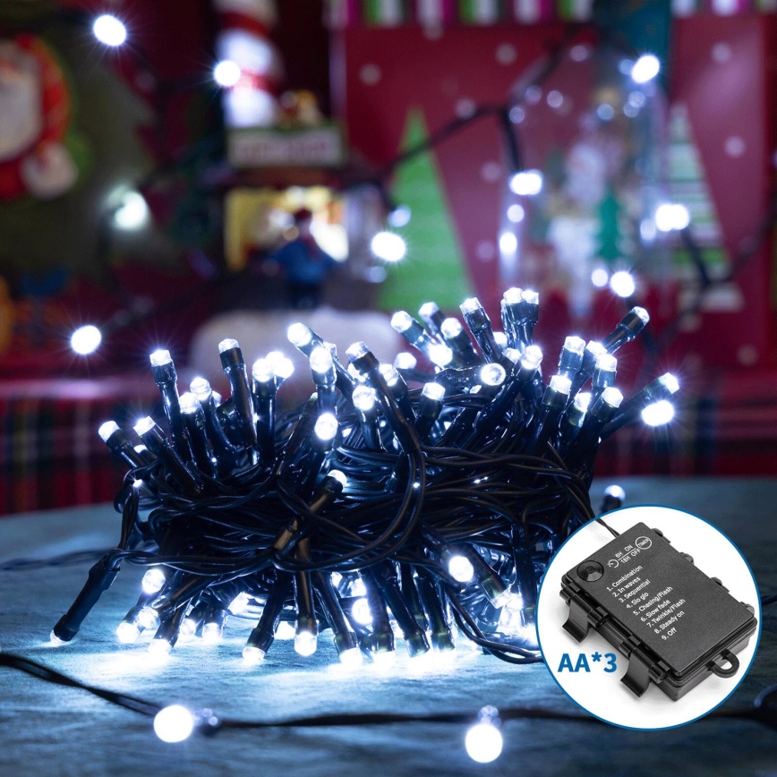 Aigostar - LED Venkovní vánoční řetěz 300xLED/8 funkcí 15,3m IP44 studená bílá