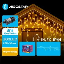 Aigostar - LED Venkovní vánoční řetěz 300xLED/8 funkcí 18x0,6m IP44 teplá bílá