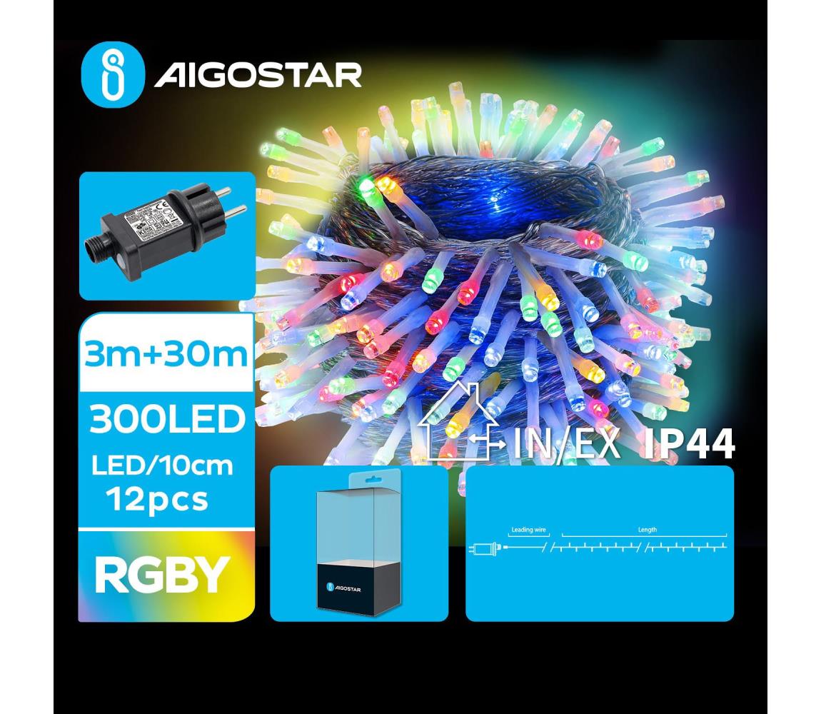 Aigostar B.V. Aigostar - LED Venkovní vánoční řetěz 300xLED/8 funkcí 33m IP44 multicolor AI0491