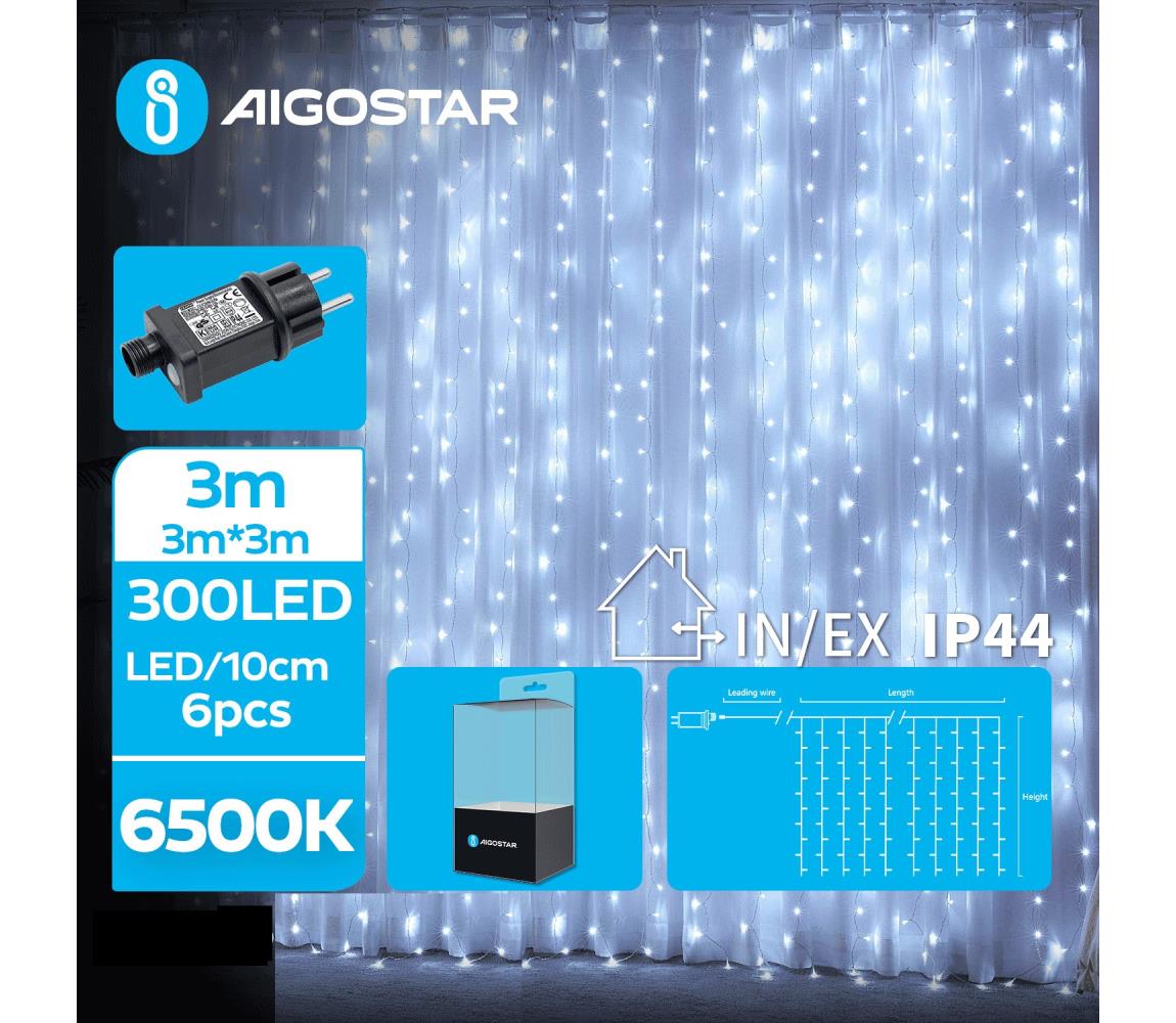 Aigostar B.V. Aigostar - LED Venkovní vánoční řetěz 300xLED/8 funkcí 6x3m IP44 studená bílá AI0461